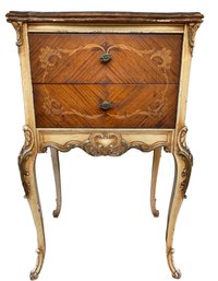 Antique French Provincial Nightstand With Inlaid Wood