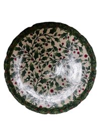 Hand Painted Holiday Platter With Holly Design