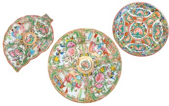 Three Antique Famille Rose Porcelain Plates (N)