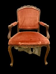 Red Velvet Louis XV Style Chair Walnut Very Sturdy Chair