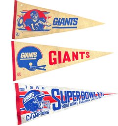 Trio Of NY Giants Pennants Including  1986 Super Bowl XXI