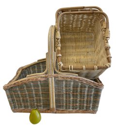 Two Large Bentwood & Wicker Market / Garden Baskets