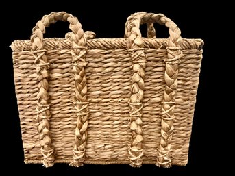 Beautiful Rush Woven Basket With Handles