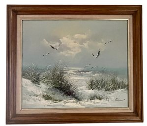 Signed Oil On Canvas 'Gulls'