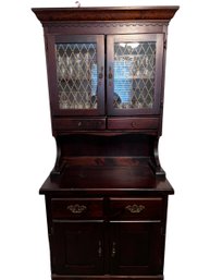 Colonial Inspired Split China Cabinet With Glass Doors