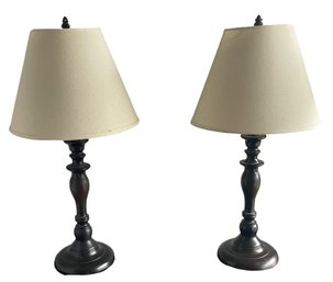 Pair Of Wooden Bedside Lamps