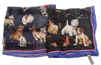 Cats And Dogs - Two Silk Scarves From Elaine Gold