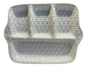 Vintage White Ceramic Basketweave Serving Platter