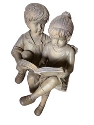 Large Resin Statue - 2 Children Reading