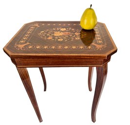 Italian Hand Made Marquetry Standing Musical Jewelry Box Table