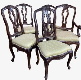 Set Of 5 Queen Anne Style Wood Dinning Chairs Includes 1 Arm Chair