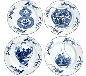 Four Vintage 'Blue Vase' Dinner Plates By The Haldon Group
