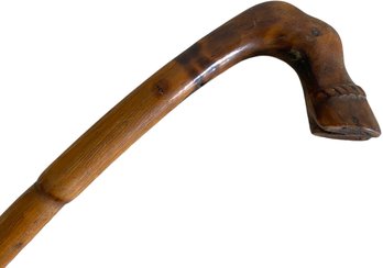 Vintage Hand Carved 'Horse Hoof' Bamboo Walking Stick  (D)