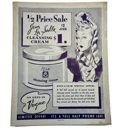 1930s Art Deco JEAN LA SALLE CLEANSING CREAM Advertising Card