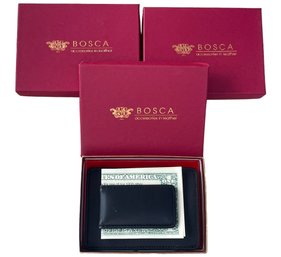 Three Bosca Fine Leather - New In Box - Mens Money Clip Card Cases (B)