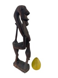 African Tribal Wood Sculpture Of Demon 17' Tall