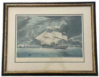 Antique W.J Huggins Print Of Clipper Ship (N)