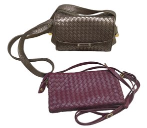 Woven Leather Handbag Duo