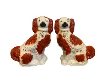 Pair Staffordshire Porcelain Dogs (B)