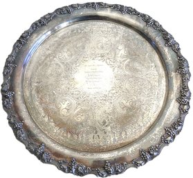 Large Yale University Silver Plate Presentation Tray From Branford College