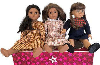 Three American Girl Dolls In Their Boxes (H)