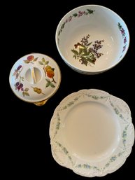 3 Dishes 1 Plate A Covered Dish And A Bowl Royal Worcester, Royal Austria And Royal Worcester