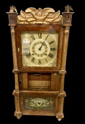 AN AMERICAN WALL CLOCK. Ephraim Downs, Active From 1811 To 1843 Reverse Painting