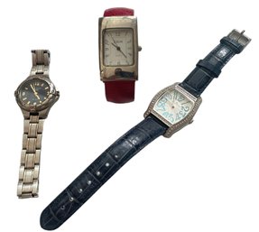 Trio Of Ladies Watches - Black And Red