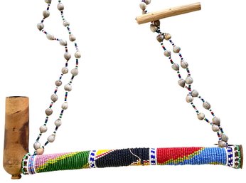Vintage South African 'Xhosa' Beaded Pipe Measures 1' X 4' X 11'