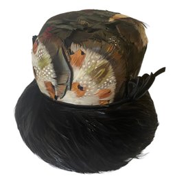 Vintage Henry Pollack Ladies Feather Bucket Hat