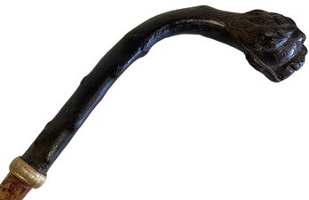 Primitive Carved Dog Head Walking Stick Cane (A-1)
