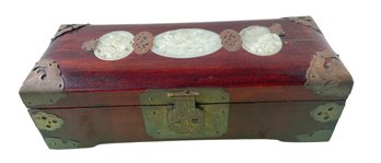 Vintage Chinese Rosewood & Mother Of Pearl Jewelry Box