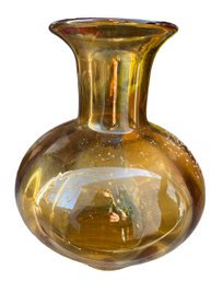 Large Amber/gold Glass Gourd Vase