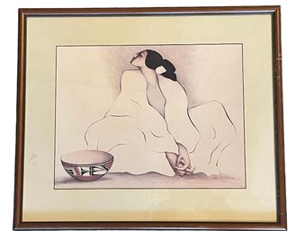 Double Signed Artist Proof Lithograph 'zia' By Listed Artist R.C. Gorman