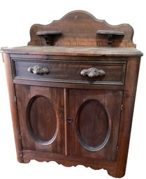 Beautiful All Wood Wash Stand With 1 Drawer With Hand Carved Draw Pulls 2 Doors With Shelves Inside
