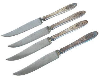 Four Vintage Silver Plate Handled Fruit Knives