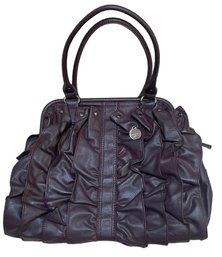 Big Buddha Faux Leather Ruffled Handbag