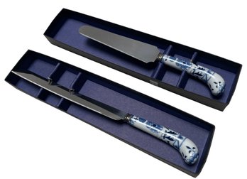 Delft Handled Bread Knife And Server