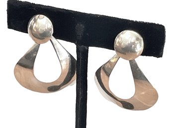 Sterling Silver Abstract Pierced Drop Earrings