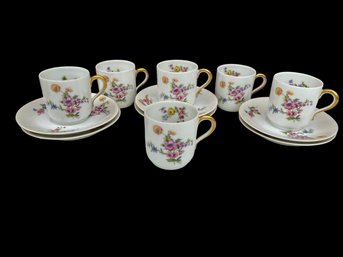 Limoges B&Co France Set Of 5 Demitase Cups And Saucers Plus 1