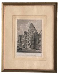 Ca 1864 Etching On Paper Of Hannover,  Leibnitzhaus (Germany)