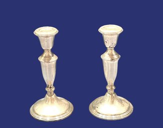 Pair Of Empire Sterling Silver Candle Holders