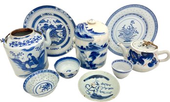 A Collection Of Blue And White Asian Porcelain (C1)