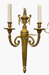 Designer Single Two Arm Bronze Sconce With Swagged Urn Top
