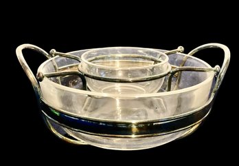 All Glass Caviar Server With Metal Frame