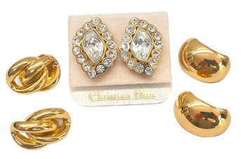 Christian Dior Clip On Earrings - 3 Pairs