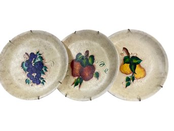 Paden City Pottery Hand Painted Plates With Fruit Motif Made In USA