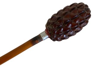 Vintage Carved Nut Or Seed Pod Walking Stick Cane (G)