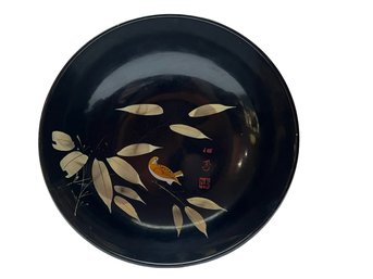 Vintage Hand Painted Japanese Lacquer Bowl With Birds