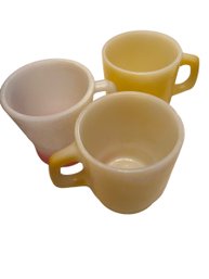 Set Of 3 50's Era Glasbake Milk Glass Coffee Cups